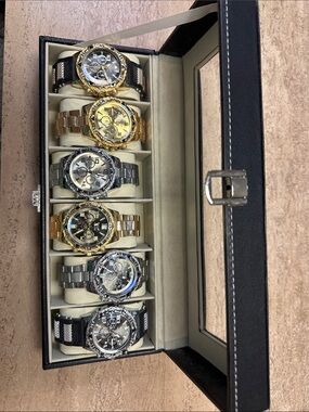 Men's Mixed Metal Chronograph Watch Set - Gold & Silver Tones